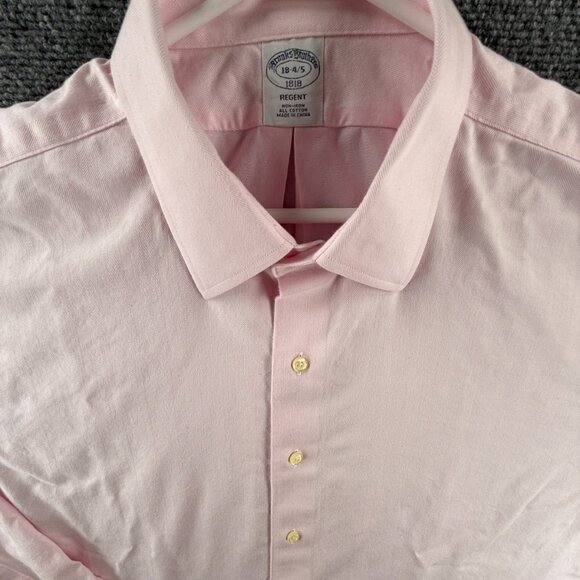 Brooks Brothers Regent 18 4/5 Cotton Non-Iron Herringbone Pink Business Men - Picture 1 of 11